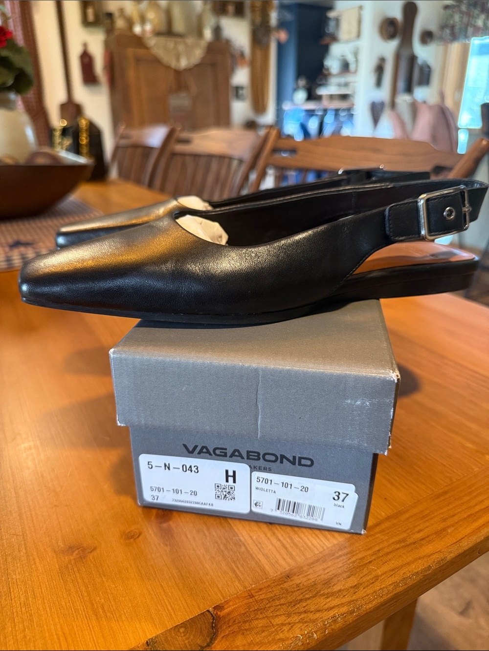 Vagabond Black Leather Slingback Mules EU 37